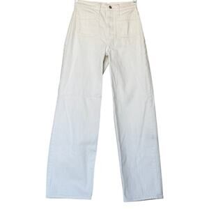 Madewell The Perfect Vintage Wide-Leg Crop Jean White - Patch Pockets Sz 25T